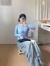 ONLY2025夏季新款簡(jiǎn)約撞色門(mén)襟拼接袖口正肩針織衫女|125324028 C41九牧藍色 S 曬單實(shí)拍圖