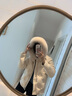 哲詩(shī)凡2025冬新海寧年輕壓花綿羊皮衣真皮羽絨服女短款狐貍毛領(lǐng)皮草外套 米白色 M 95斤--105斤 曬單實(shí)拍圖