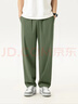 名創(chuàng  )優(yōu)品（MINISO）涼感冰絲褲子男夏季新款舒適透氣顯高顯瘦直筒休閑褲 黑 L 曬單實(shí)拍圖