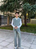 POUM男裝2025新款假兩件針織衫春秋季襯衫男休閑襯衣情侶長(cháng)袖外套 LYZXF-M011綠色 XL 【建議120-140斤】 曬單實(shí)拍圖