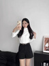 小野和子黑色短褲女25秋冬新款外穿打底西裝A字休閑寬松闊腿褲子 曬單實(shí)拍圖