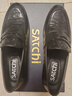 沙馳男鞋新款一腳蹬商務(wù)休閑皮鞋駝鳥(niǎo)紋牛皮時(shí)尚耐磨透氣樂(lè )福鞋潮 黑 39 曬單實(shí)拍圖