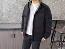 BESNOS秋冬季新款雙面穿羽絨服男短款輕薄保暖冬裝休閑防風(fēng)鴨絨立領(lǐng)外套 黑色 雙面穿 3XL 190 曬單實(shí)拍圖