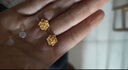 CRD克徠帝黃金耳釘牡丹花足金耳飾女花開(kāi)富貴足金999實(shí)心節日禮物 4.6g 曬單實(shí)拍圖