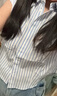 UR2025春季新款女裝撞色條紋Polo領(lǐng)無(wú)袖開(kāi)襟襯衫UYY250013 淡藍條紋 S 曬單實(shí)拍圖