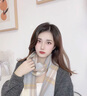 viney圍巾女2025新款秋冬季百搭格子女士保暖圍脖生日禮物送女友老婆 蔚藍摩卡格-高端禮盒裝 曬單實(shí)拍圖