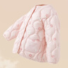 戴維貝拉（DAVE＆BELLA）兒童羽絨服輕薄嬰兒秋冬寶寶上衣女孩外套女童羽絨內膽小童服飾 粉底印花【DB4223467】 100 cm（建議身高90-100cm） 曬單實(shí)拍圖