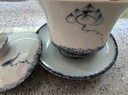 金鑲玉蓋碗功夫茶具泡茶碗手抓壺描金羊脂玉瓷 山水白瓷描金蓋碗 曬單實(shí)拍圖