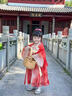 萌乎古月家. 莜兔  漢服女童春秋款高端仙氣古風(fēng)連衣裙女孩中秋表演服 紅色 100 曬單實(shí)拍圖