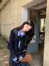 丹珠娜（DanZhuNa）休閑褲女裝套裝秋季裝新款2025年新款夾克外套襯衣闊腿褲子女衣服 藏青色外套+牛仔褲子+腰帶 S 曬單實(shí)拍圖