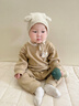 幼歌（YOUGE）冬季新品嬰幼兒小松鼠親膚保暖寬松爬服 卡其 80cm 曬單實(shí)拍圖