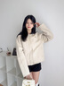 Teenie Weenie小熊女裝毛呢外套2025秋冬新款簡(jiǎn)約時(shí)髦寬松連帽大衣 乳白色 XS 曬單實(shí)拍圖