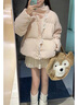韓璐嬌（hanlujiao）甜美可愛(ài)蝴蝶結刺繡粉色羽絨棉服女2025冬季新款小個(gè)子短款面包服 粉色 M 曬單實(shí)拍圖