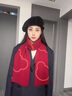 玖慕（JIUMU）純羊毛紅色圍巾女秋冬季加厚保暖圍脖本命送女生生日中秋禮物 車(chē)厘紅-小熊圖案 曬單實(shí)拍圖