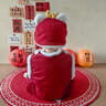 優(yōu)奇嬰兒拜年服紅色喜慶寶寶連體衣加絨加厚冬裝保暖衣服幼兒過(guò)年爬服 紅色刺繡連體衣+帽子+腳套 66cm 曬單實(shí)拍圖