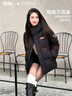 鴨鴨（YAYA）時(shí)空道宇系列三防羽絨服情侶男女短款冬季新款泡芙加厚面包服外套 星空黑色 L (建議130-150斤) 曬單實(shí)拍圖
