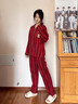 貓人睡衣情侶裝一男一女夫妻兩件套紅色純棉長(cháng)袖結婚本命年春秋家居服 地久天長(cháng) 【100％純棉】 L 女 【推薦100-120斤】 曬單實(shí)拍圖