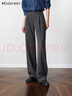 Olrain歐芮兒2025新款女裝秋季磨毛通勤直筒西褲高腰垂感通勤休閑褲 灰色 L 165/72A/L 曬單實(shí)拍圖