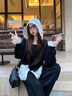舒芳蝶（shufangdie）衛衣女黑色小香套裝女秋季2025新款高級感韓系流行超火穿搭一整套 黑色三件套 M 45/55kg 曬單實(shí)拍圖