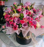 冉子花坊鮮花速遞粉玫瑰抱抱桶向日葵花籃生日禮物送女友愛(ài)人同城配送 愛(ài)的抱抱紫色 曬單實(shí)拍圖