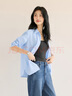 伊芙麗蔣欣代言抗皺基礎正肩版型職場(chǎng)通勤棉感襯衫女2025秋季新款小上衣 藍色 S 80-105斤 曬單實(shí)拍圖