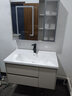 戀派奶油風(fēng)浴室柜 陶瓷一體洗手盆衛生間懸掛式洗漱臺一體洗臉盆組合 智能玻璃鏡柜+陶瓷一體盆 80cm 曬單實(shí)拍圖
