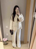 麒貝孕婦闊腿褲2025秋冬季新款外穿加絨時(shí)尚寬松大碼不勒肚子羊毛褲厚 【秋冬】羊毛-經(jīng)典托腹-杏色 適合10℃-22℃ L 【120-135斤】 曬單實(shí)拍圖