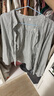 無印良品（MUJI） 女式 棉紗 長袖罩衫 女士襯衫襯衣內(nèi)搭女裝25年秋季上衣BC2O7A5A 淺灰色條紋 S （155/80A） 曬單實(shí)拍圖