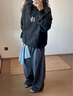 CHINISM CH赤塵經(jīng)典簡(jiǎn)約logo印花連帽衛(wèi)衣男士春秋休閑情侶 黑色 （偏寬松，建議拍小一碼） L 曬單實(shí)拍圖
