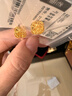 老廟黃金耳釘足金花絲爆閃小方糖黃金耳飾送女友老婆情人節禮物 約2.5g 曬單實(shí)拍圖