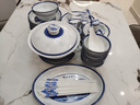 偉尊景德鎮青花玲瓏陶瓷碗碟套裝餐具釉下彩中式現代高檔碗盤(pán)家用送禮 千里江山豪華皮箱包裝 68頭 曬單實(shí)拍圖