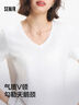森馬（Semir）短袖t恤女涼感抗菌正肩修身2025夏顯瘦V領(lǐng)白色打底衫109325100002 曬單實(shí)拍圖