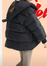 Q21兒童鵝絨羽絨服加厚保暖90絨子蓬松輕盈男女童三防新年拜年服 炭黑色 110 曬單實(shí)拍圖