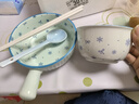 京婉（JINGWAN）冬日初雪手柄碗少女心飯碗陶瓷一人食套裝下彩ins餐具高顏值泡面 初雪丨藍(lán)手柄碗+飯碗+勺子+筷子 曬單實(shí)拍圖