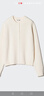 優(yōu)衣庫合作款/女裝羊毛混紡圓領(lǐng)針織開(kāi)衫/毛衣480025 01 乳白色 S /155/80A 曬單實(shí)拍圖