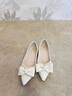 啄木鳥(niǎo)真皮軟底淺口單鞋女2025夏季新款法式平底百搭不累腳豆豆鞋 米白色 37 標準碼 曬單實(shí)拍圖