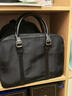 歐迪鳥(niǎo)（ODYBIRD）男士手提包帆布公文包防水尼龍布配真牛皮休閑商務(wù)男包單肩斜挎包 黑色大號40*9*26cm 禮盒裝 曬單實(shí)拍圖