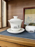 典躍冰種羊脂玉瓷茶具套裝高檔大師手繪水墨茶杯蓋碗辦公室泡茶壺送禮 手繪禪定8杯蓋碗套裝 曬單實(shí)拍圖