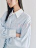 太平鳥(niǎo)女裝襯衫條紋長(cháng)袖女士春夏季闊形通勤休閑襯衣 藍色 L 曬單實(shí)拍圖