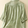 啄木鳥(niǎo)出口尾貨撤柜苧麻襯衫女復古刺繡寬松短袖棉麻小衫上衣薄 綠色(少量) L 【建議110-130斤】 曬單實(shí)拍圖