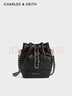 CHARLES&KEITH絎縫菱格鏈條水桶包雙肩包包女包女友生日禮物CK2-10701506 Black黑色 M 曬單實(shí)拍圖