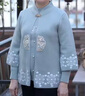 俞兆林中老年人女裝毛衣外套奶奶秋冬裝媽媽春季針織70歲80老太太衣服 灰藍色春秋款兩件套 3XL 建議(120-135斤) 曬單實(shí)拍圖