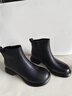 SUSTYLE奢侈高端品牌馬丁靴女士秋冬休閑頭層牛皮高幫平底圓頭擦色短靴 黑色 38 曬單實(shí)拍圖