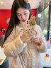 韓璐嬌（hanlujiao）甜美可愛(ài)蝴蝶結刺繡粉色羽絨棉服女2025冬季新款小個(gè)子短款面包服 粉色 M 曬單實(shí)拍圖