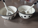 【超級爆品】陶瓷碗高顏值飯碗加厚碗勺套裝可愛卡通碗盤餐具套裝 笑臉碗 2碗2勺 曬單實(shí)拍圖
