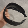AiChoice蕾絲寬邊發(fā)箍發(fā)卡帶齒防滑頭箍黑色遮白發(fā)超寬頭飾女氣質(zhì)發(fā)飾簡(jiǎn)約 黑色 曬單實(shí)拍圖