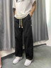 Homlean休閑褲男純棉直筒秋冬季寬松闊腿褲子男潮流百搭男款HZ27黑色4XL 曬單實(shí)拍圖