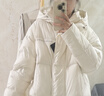 雪中飛秋冬新款親子款【鵝絨】時尚經(jīng)典短款泡芙鵝絨羽絨服側(cè)插袋防寒 米白|8011-3350F M 160/84A 曬單實拍圖