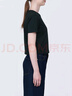 無印良品（MUJI）女式 粗細(xì)不均紗線 短款短袖T恤 上衣打底衫內(nèi)搭 25年夏季 女裝 黑色 4S L  (165/88A) 曬單實(shí)拍圖
