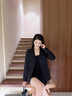 源菲埡黑色西裝外套女春秋小個(gè)子2025新款高級感修身短款小西服正裝秋季單件黑色西裝【短款-單排扣】L 曬單實(shí)拍圖